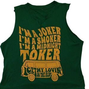 Women's Vintage Concert Tshirt Cutoff Joker, Smoker & Midnight Toker Size Small